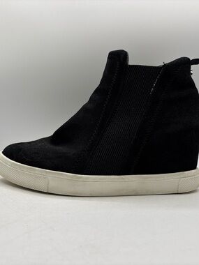 Steve Madden Womens Size 8.5 M Black Suede Hidden Wedge High Top Sneakers Shoes